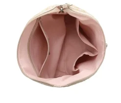 Bueno Of California Straw Top Zip Tote Handbag