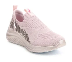 Girls' Skechers Little Kid & Big Kid Ultra Flex 3 Sequin Casual Sneakers