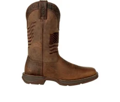 Men's Durango Rebel Brown Distressed Flag Embroidery Western Boots
