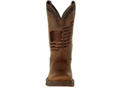 Men's Durango Rebel Brown Distressed Flag Embroidery Western Boots
