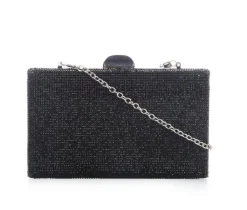 Vanessa Silver Glitter Clutch With Strap