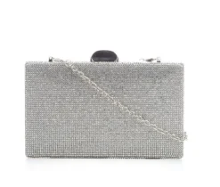 Vanessa Silver Glitter Clutch With Strap